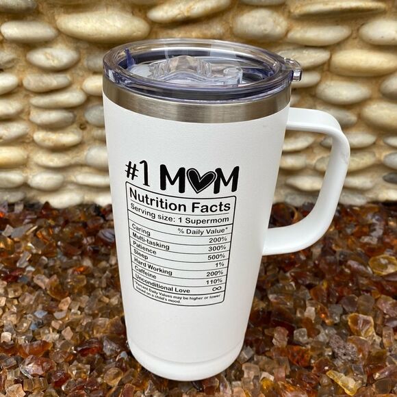 Sandjest Mom Nutrition Facts 20 oz Stainless Steel Tumbler. NWT. Giftable - Picture 7 of 16